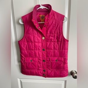 Tory Burch Button Down Bright Pink Vest.  Size Small